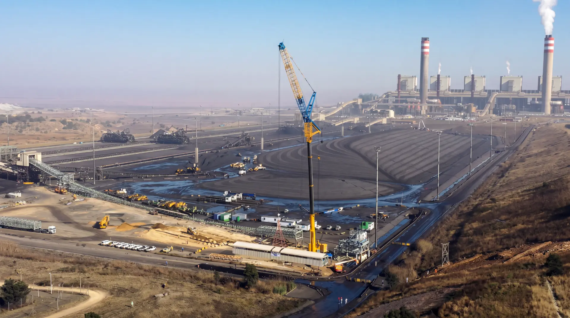 Aerial view of the New Largo offloading facility and conveyor routes